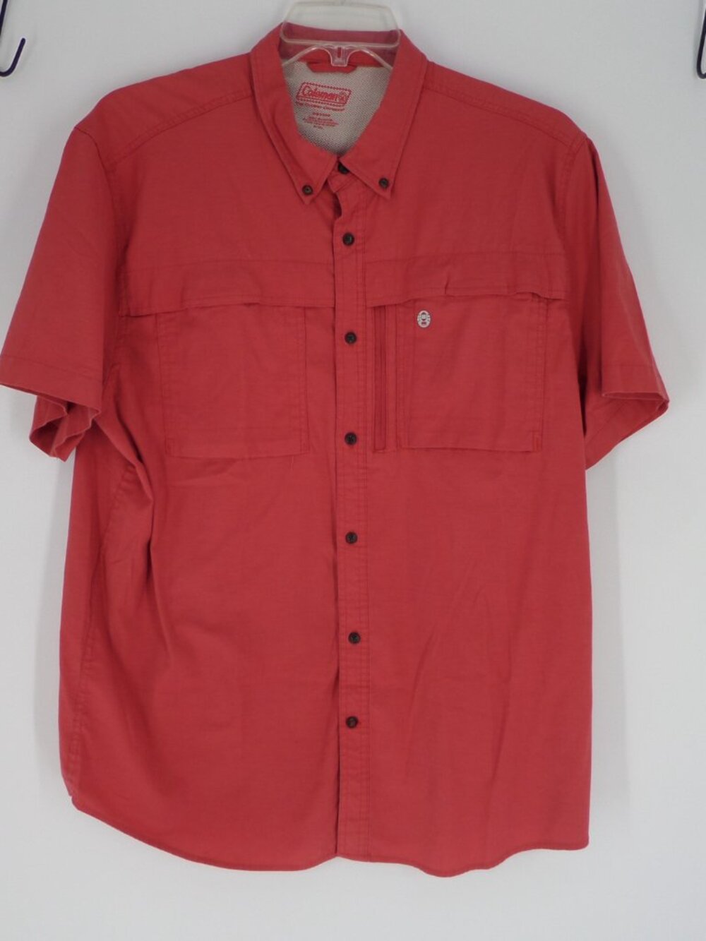 Vintage Coleman Men's Short Sleeve Shirt Orange Color Size XXL